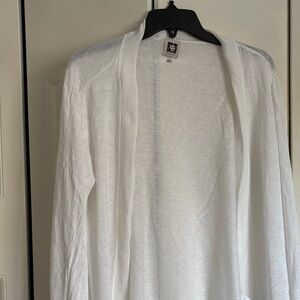 Anne Klein Cream Open-Front Cardigan